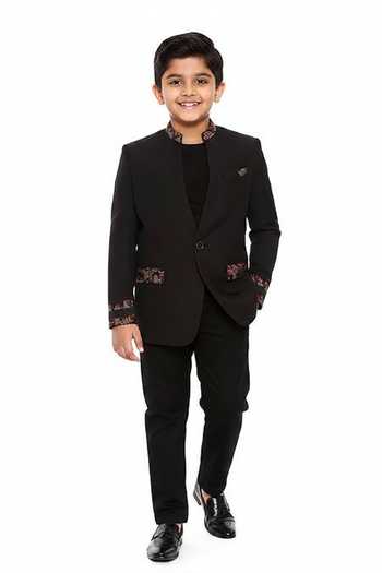 Mayank Modi - Men Cotton One-Buttoned Blazer For Kids