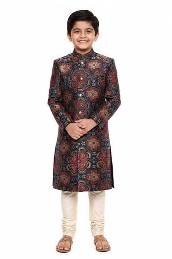 Mayank Modi - Men Bemberg Linen Sherwani With Churidar For Kids