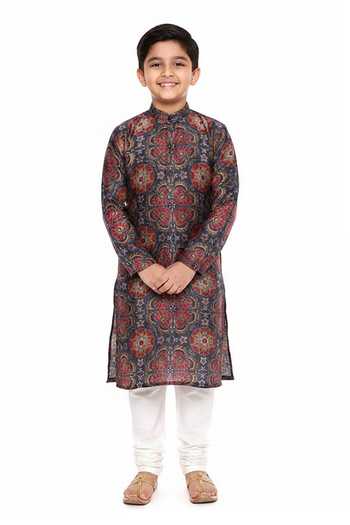 Mayank Modi - Men Silk Chanderi Kurta Set For Kids