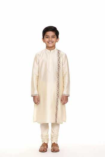 Mayank Modi - Men Silk Cotton Kurta Set For Kids