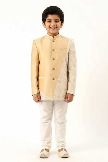 Mayank Modi - Men Silk Embroidered Bandhgala For Kids