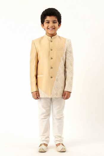 Mayank Modi - Men Silk Embroidered Bandhgala For Kids
