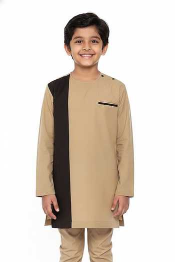 Mayank Modi - Men Colorblock Panel Short Kurta For Kids