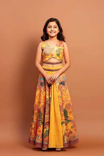 Soniya G Abstract Print Skirt Set For Kids