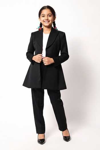 Soniya G Peak Lapel Collar Coat & Pant Set For Kids
