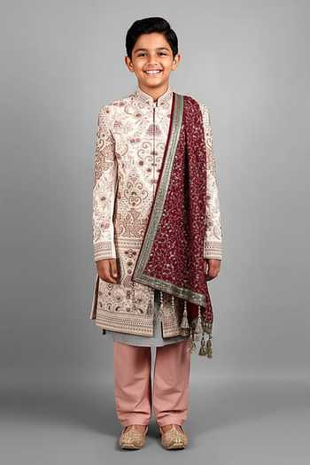 Soniya G Thread Embroidered Sherwani Set For Kids