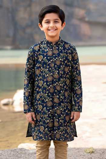 Soniya G Floral Mirror Work Kurta Set For Kids