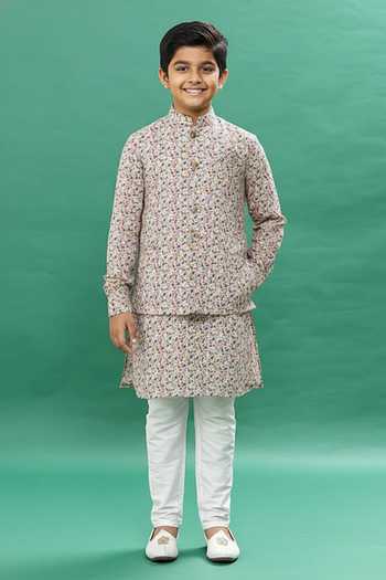 Buy SPRING BREAK Multi Color Cotton Embroidery Micro Floral Bundi Kurta Set at Aza Fashions Buy_SPRING BREAK_Multi Color Cotton Embroidery Micro Floral Bundi Kurta Set_at_Aza_Fashions