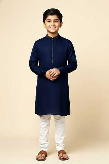 Spring Break Embroidered Placket Kurta For Kids