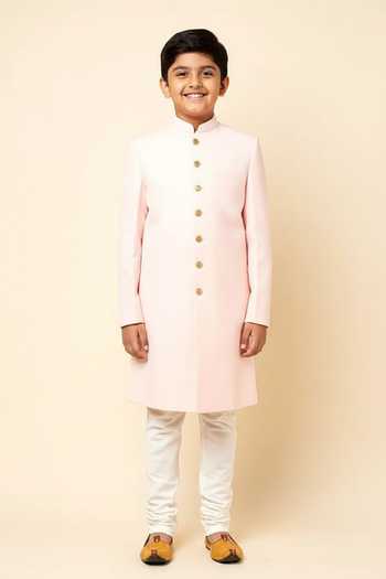 Spring Break Plain Terry Rayon Sherwani Set For Kids
