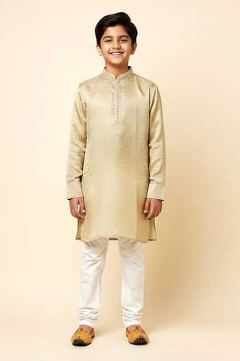 Spring Break Embroidered Placket Kurta  For Kids