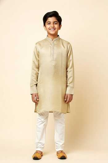 Spring Break Embroidered Placket Kurta  For Kids