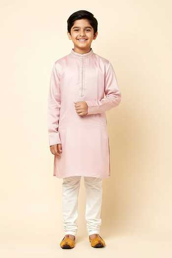 SPRING BREAK Embroidered Placket Kurta For Kids