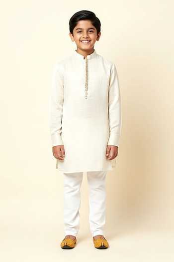 Spring Break Linen Satin Kurta For Kids