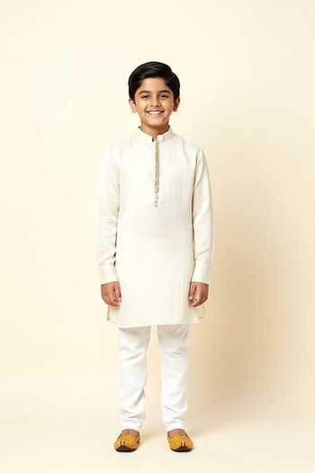 Spring Break Linen Satin Kurta For Kids