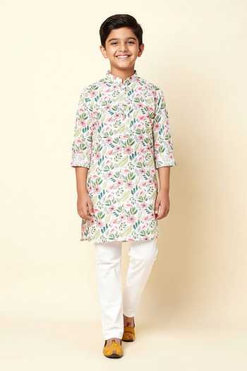 SPRING BREAK Linen Printed Kurta For Kids
