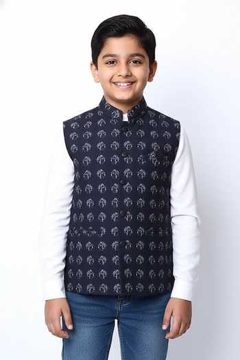 Spring Break Printed Nehru Jacket For Kids