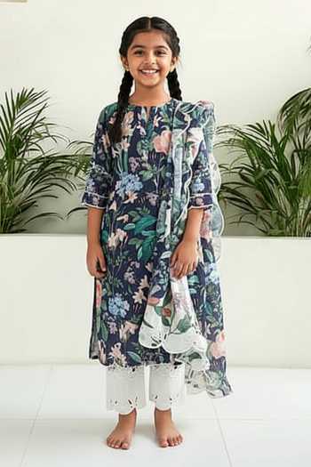 Buy Sage Saga Blue Chanderi, Linen Pearls, Lace Iris Floral Print Straight Kurta Palazzo Set at Aza Fashions Buy_Sage Saga_Blue Chanderi, Linen Pearls, Lace Iris Floral Print Straight Kurta Palazzo Set_at_Aza_Fashions