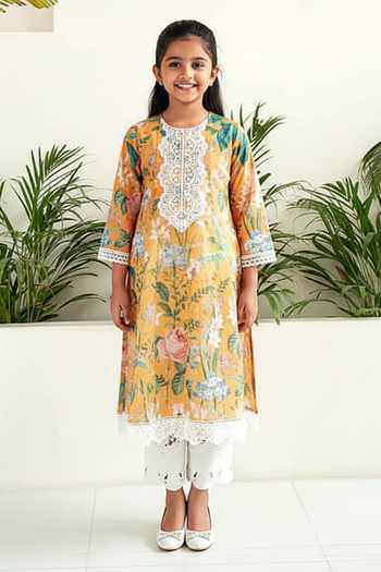 Sage Saga Freesia Lace Lined Anarkali For Kids