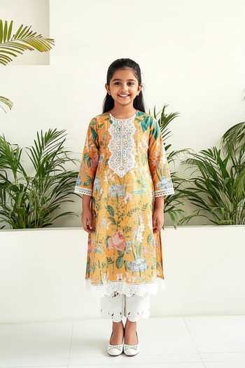 Sage Saga Freesia Lace Lined Anarkali For Kids