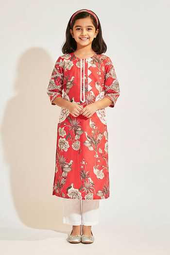 Sage Saga Soha Garden Print Long Kurta For Kids