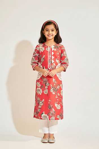 Sage Saga Soha Garden Print Long Kurta For Kids