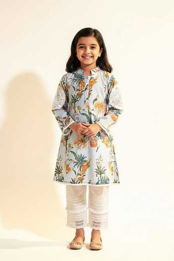 Sage Saga Soha Floral Print Kalidar Kurta For Kids