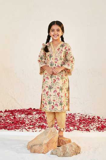 Sage Saga Mahgul Floret Print Kurta For Kids