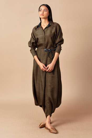 Buy_Ampm_Black Zoya Printed Shirt And Dhoti Pant Set_Online_at_Aza_Fashions