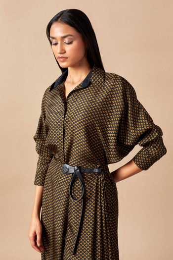 Shop_Ampm_Black Zoya Printed Shirt And Dhoti Pant Set_Online_at_Aza_Fashions