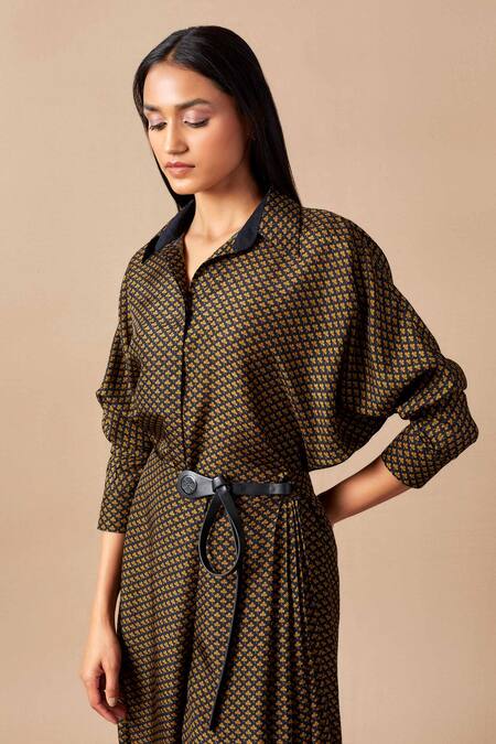 Ampm_Black Zoya Printed Shirt_Online_at_Aza_Fashions