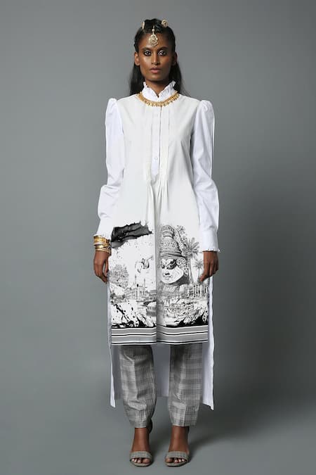 House of Three Kerala Line Art Kurta  