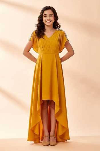 Aakaar Embroidered Shoulder Dress For Kids