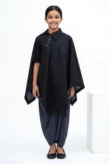 Aakaar Noire Cotton Asymmetric Tunic For Kids