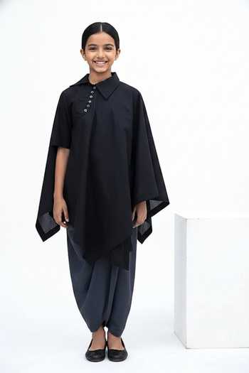 Aakaar Noire Cotton Asymmetric Tunic For Kids