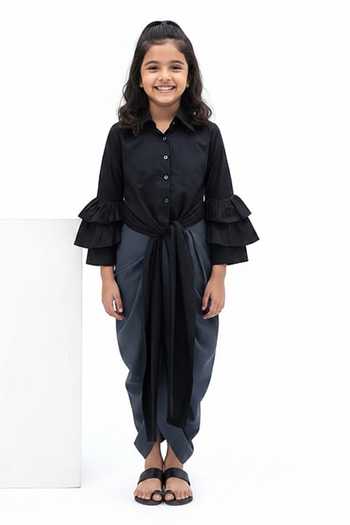 Aakaar Cotton Knot Front Tunic For Kids