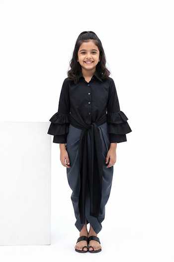Aakaar Cotton Knot Front Tunic For Kids