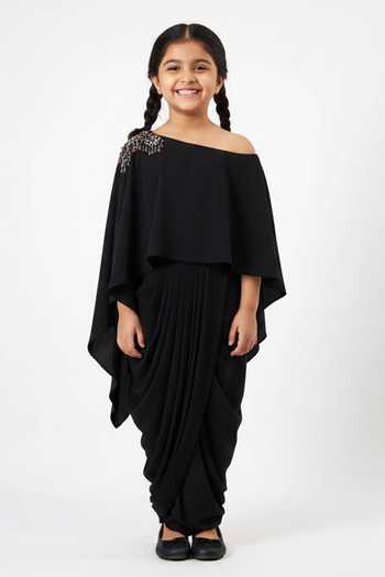 Aakaar Noir Cape Gown For Kids