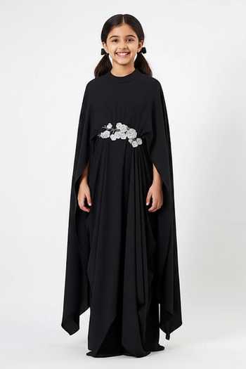 Aakaar Noir Floral Embellished Gown For Kids