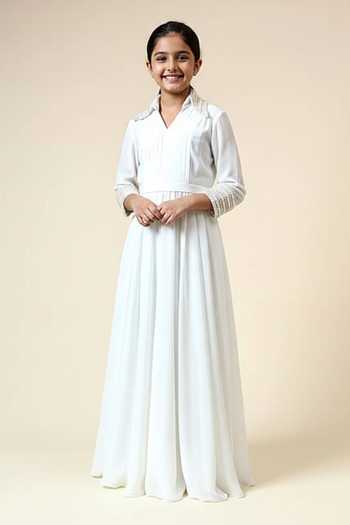 Aakaar Ocean Pearl Embroidered Gown For Kids