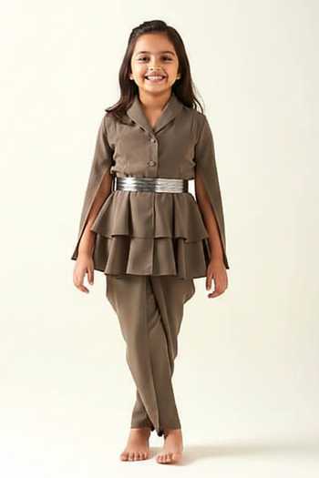 Aakaar Shawl Collar Blazer & Pant Set For Kids