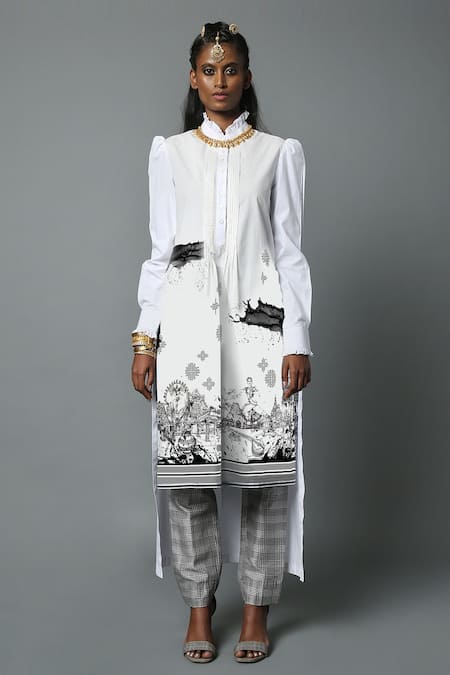 House of Three Tamil Nadu Line Art Kurta  