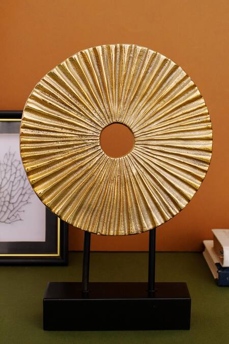 H2h_Gold Metal Gilded Radial Table Decor_Online_at_Aza_Fashions