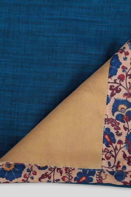 Champscloset_Blue Cotton Printed Kurta And Pant Set _Online_at_Aza_Fashions