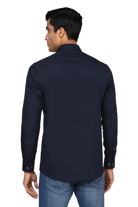 Shop Noonoo Blue Giza Cotton Slim-fit Shirt at Aza Fashions Shop_Noonoo_Blue Giza Cotton Slim-fit Shirt _at_Aza_Fashions