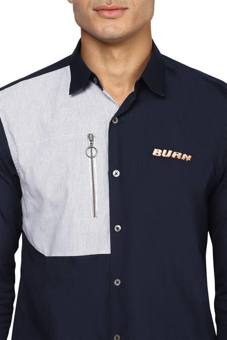 Noonoo Blue Giza Cotton Slim-fit Shirt at Aza Fashions Noonoo_Blue Giza Cotton Slim-fit Shirt _at_Aza_Fashions