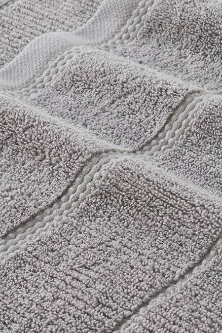 Houmn_Grey 100% Cotton Weaves Symmetry Geometric Towel Set_Online_at_Aza_Fashions