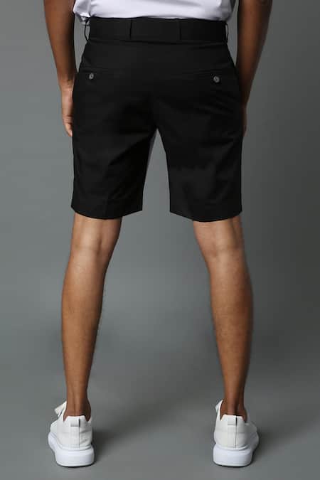 Shop_House Of Three_White Cotton Poplin Arali Colorblock Shorts _Online_at_Aza_Fashions