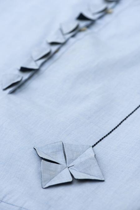 Chillosophy Blue Cotton Poplin Round Pleated Maxi Dress at Aza Fashions Chillosophy_Blue Cotton Poplin Round Pleated Maxi Dress _at_Aza_Fashions