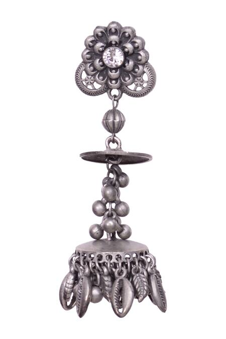 Buy 5elements Silver Plated Ghunghroo Kyna Oxidised Long Jhumkas Online at Aza Fashions Buy_5elements_Silver Plated Ghunghroo Kyna Oxidised Long Jhumkas_Online_at_Aza_Fashions